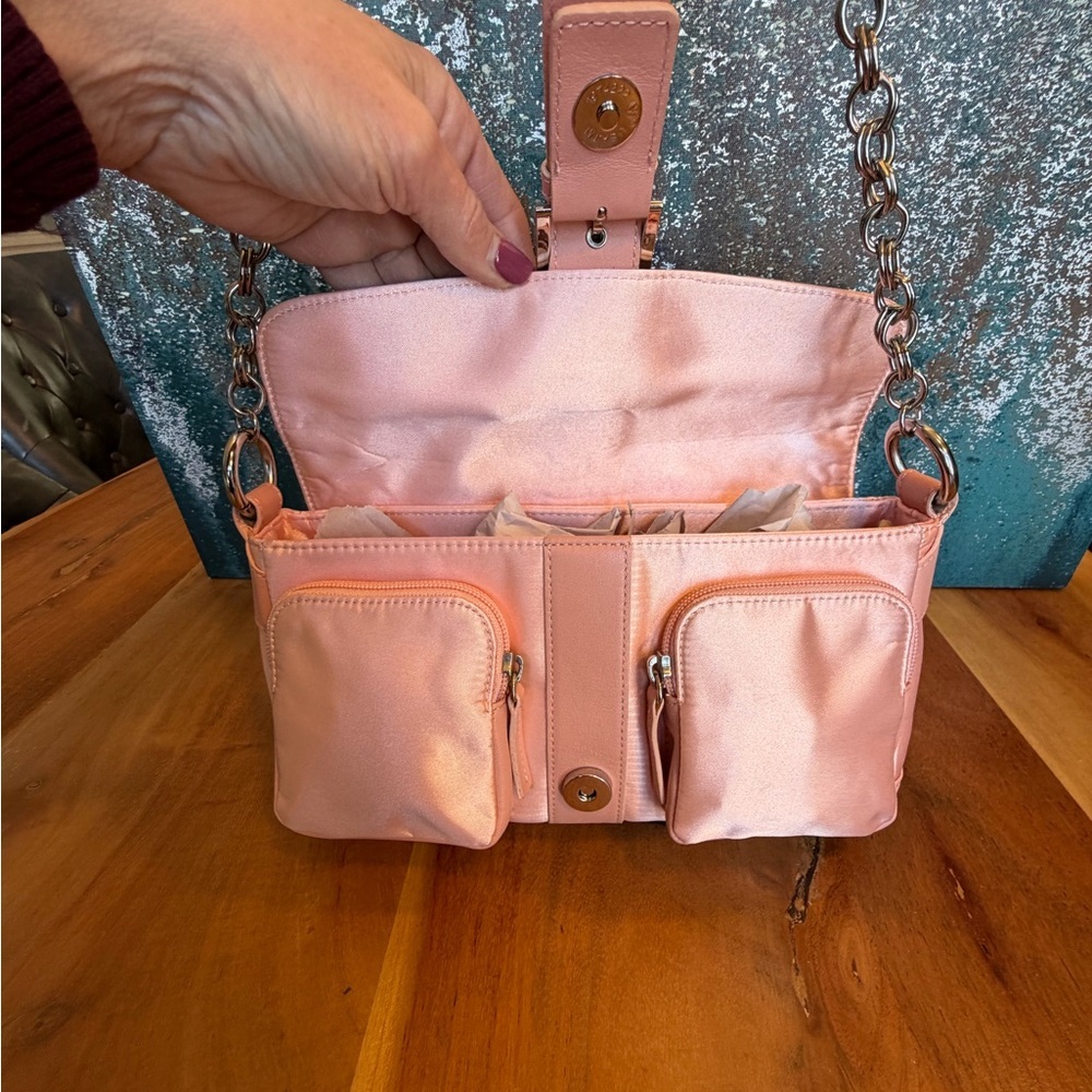 Sondra Roberts Barbiecore Glam Pink Rhinestone Satin  Clutch Shoulder Bag NWOT - Picture 9 of 16